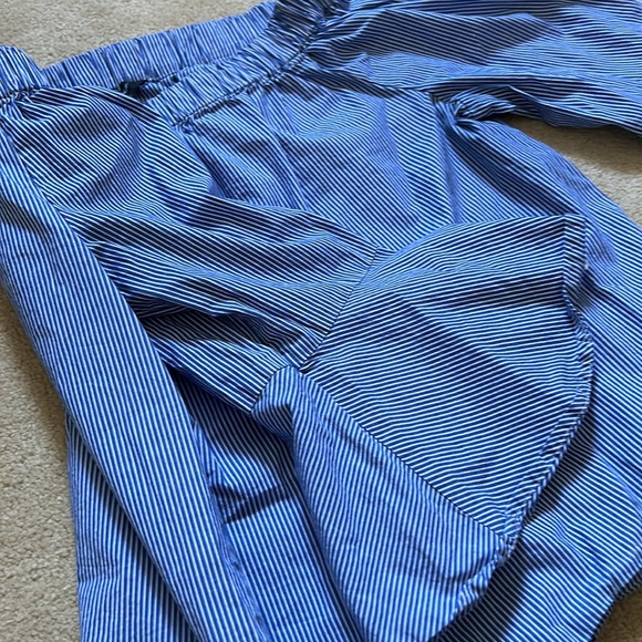 Lord & Taylor Women’s Blouse Medium Blue and White Stripe Off The Shoulder - Picture 4 of 5